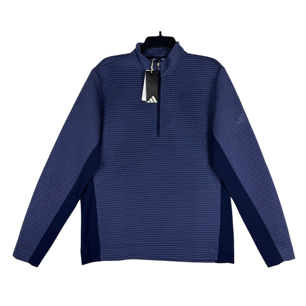 Adidas Ultimate365 DWR Textured Golf Sweatshirt Mens Medium Navy Blue IW1397 NWT